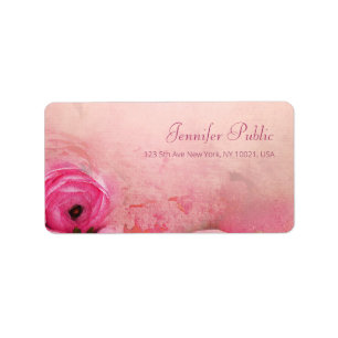 Étiquette Elégante aquarelle Rose Floral Script Adresse