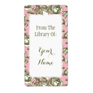 Étiquette Élégante bibliothèque de Roses d'or sur le livre r