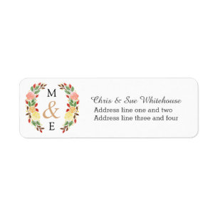 Étiquette Elégante bordure de courroie d'aquarelle florale d
