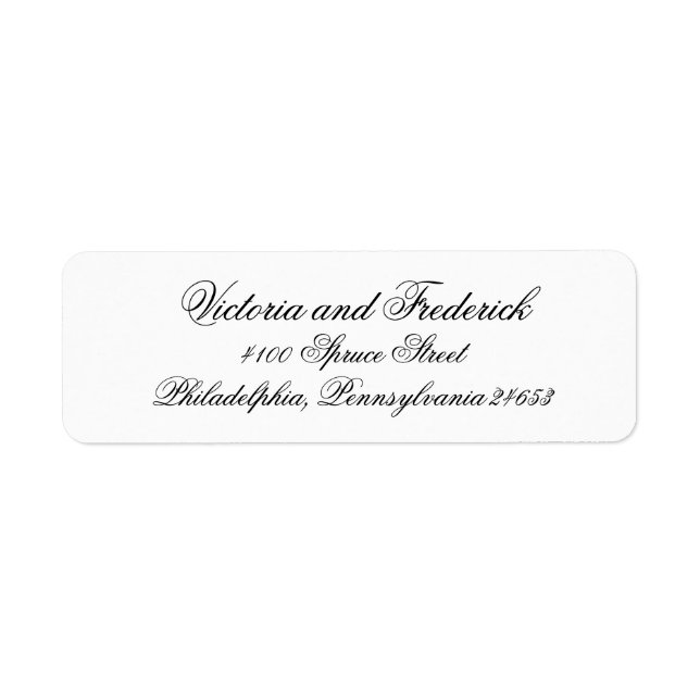 Étiquette Élégante calligraphie Mariage officiel Adresse de  (Devant)
