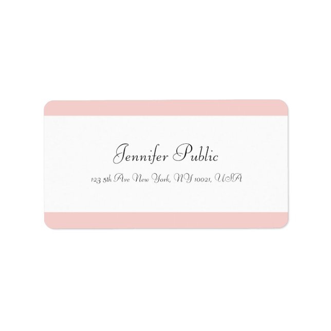 Étiquette Élégante calligraphie moderne Simple Blush Rose Bl (Devant)