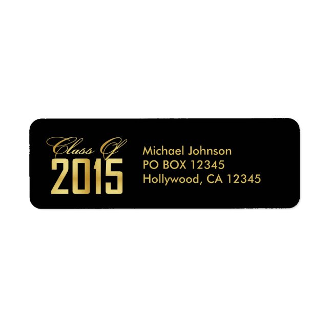 Étiquette Elégante classe Black and Gold de 2015 (Devant)