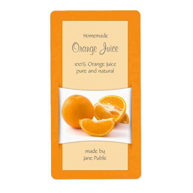 Étiquette Elégante confiture de jus d'orange (Devant)