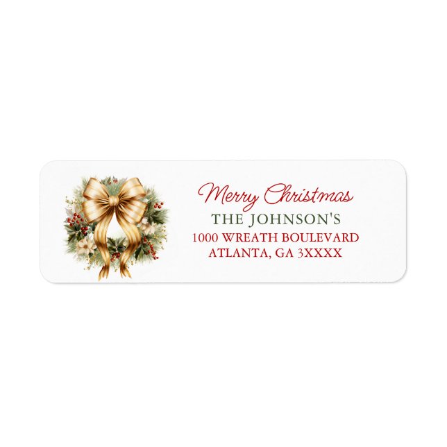 Étiquette Élégante couronne d'or de Noël Joyeuses fêtes (Devant)