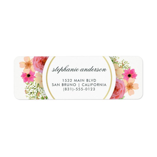 Étiquette Élégante couronne florale | Typographie moderne (Devant)