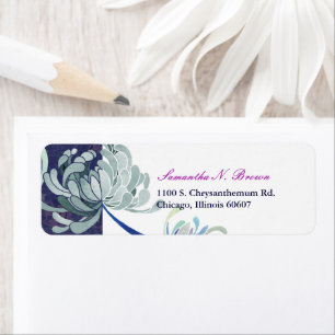 Étiquette Elégante Dusty Blue Floral Adresse