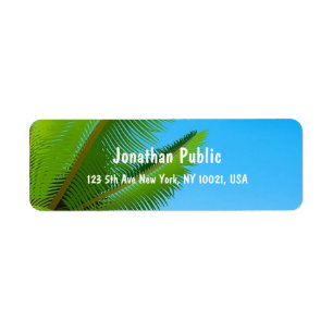 Étiquette Élégante écriture Modèle Palm Feuille Blue Sky