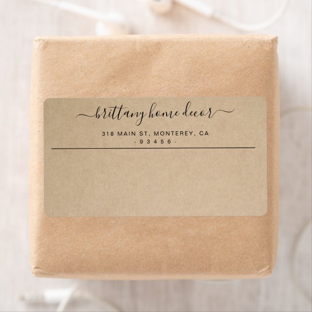 Étiquette Elégante entreprise Brown expédition rustique (En situation)