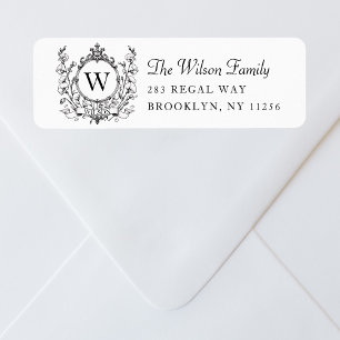 Étiquette Élégante famille Monogram Crest Fancy Adresse de r