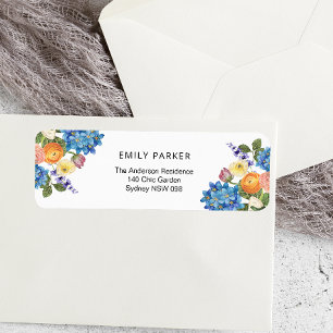 Étiquette Élégante Fête des mariées florale Adresse de retou