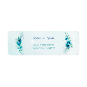 Étiquette Élégante Fleur bleue Customisée Adresse de retour