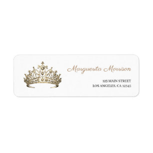 Étiquette Elégante Girls Gold Crown Tiara Royal Adresse