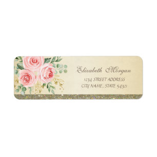 Étiquette Élégante Glitterie élégante, Rose
