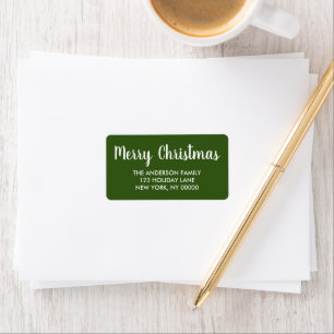 Étiquette Élégante Green Christmas Custom Adresse familiale
