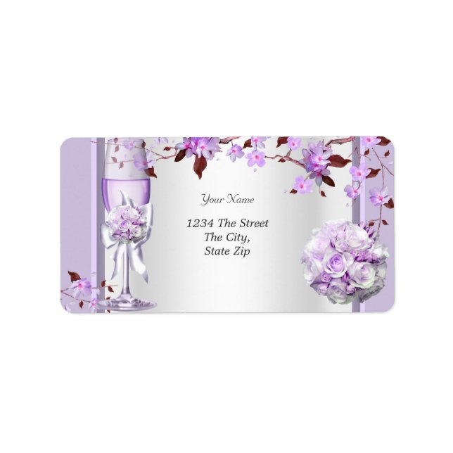 Étiquette Élégante Lavande de mariage violet Lilac 4 (Devant)