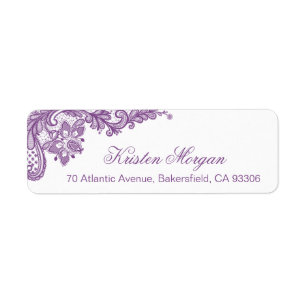 Étiquette Élégante Lavande violet dentelle fleurie Mariage R