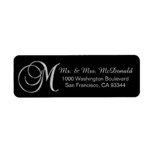 Étiquette Élégante lettre de monogramme noir 'M' Enveloppe R