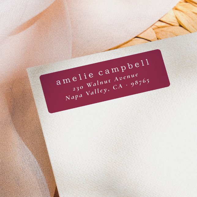 Étiquette Élégante Limite Bourgogne Adresse de retour (Address Label Mock-up)