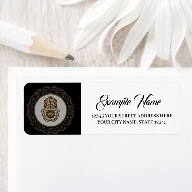 Étiquette Elégante main hamsa (En situation)