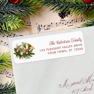 Étiquette Élégante musique de Noël Corne française Adresse d
