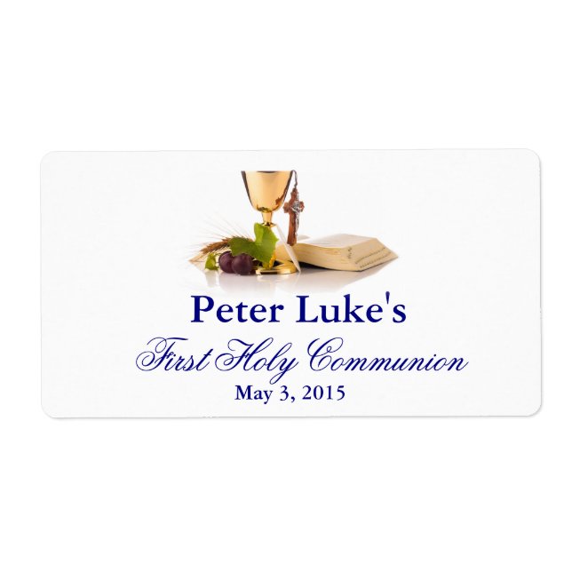Étiquette Élégante Première Communion Favoriser les Étiquett (Devant)