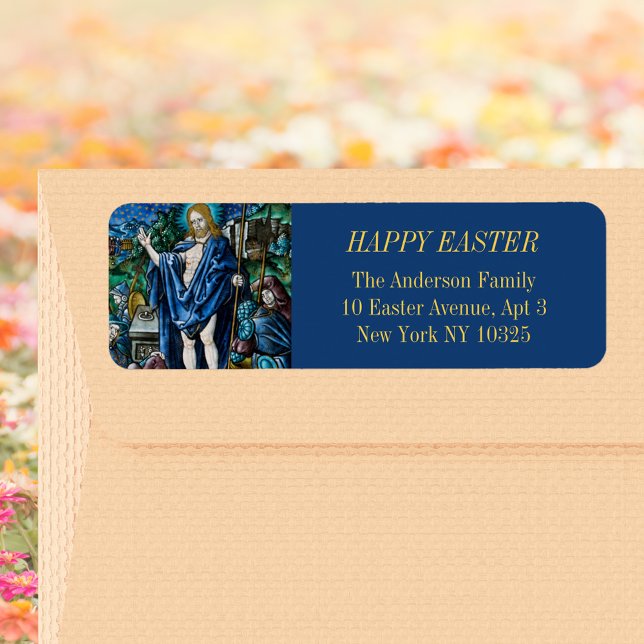 Étiquette Élégante résurrection catholique chrétienne Joie P (Elegant Religious Christian Catholic Resurrection of Jesus Christ Easter Return Address Label)