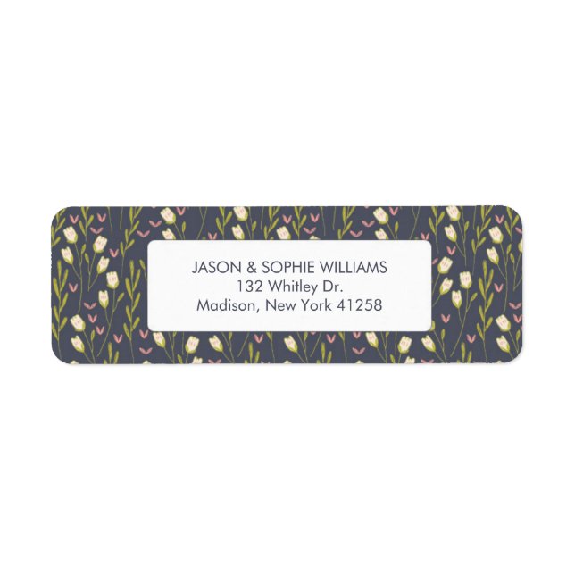 Étiquette Élégante Tulipe blanche florale (Devant)