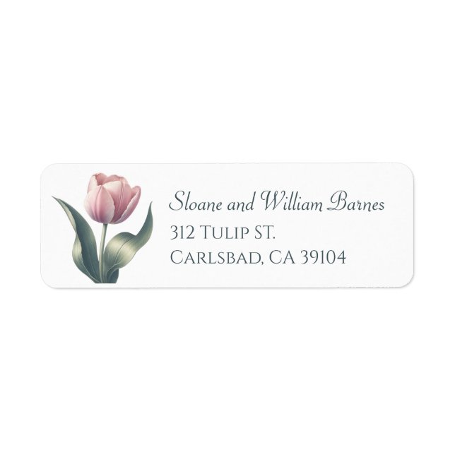 Étiquette Élégante Tulipe rose simple Adresse de retour (Devant)