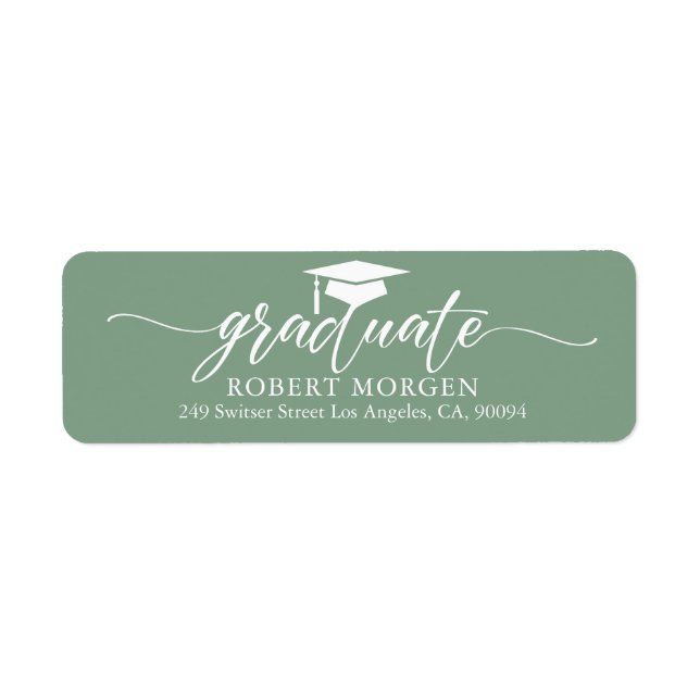 Étiquette Élégante Typographie Blanche Sur Sage Green Arrièr (Devant)