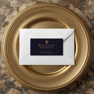 Étiquette Elegantes Gourmet-Logo mit goldenem Besteck