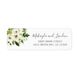 Étiquette Élégantes Roses Aquarelles Mariage Adresse de Reto
