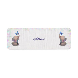 Étiquette Éléphant avec papillon