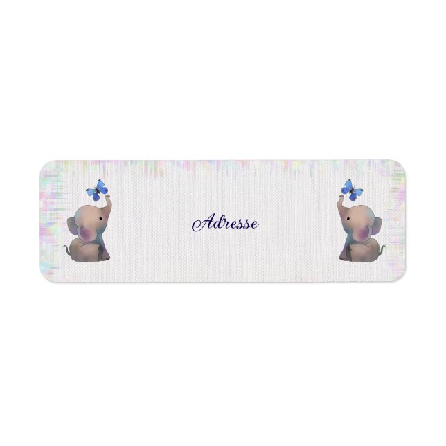 Étiquette Éléphant avec papillon (Devant)