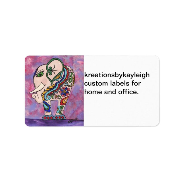 Étiquette Eléphant décoré (Devant)