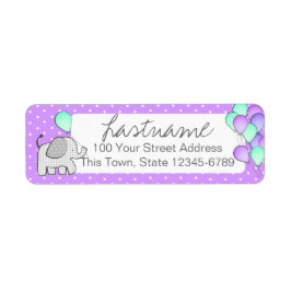 Étiquette Elephant et ballons Polka Dot Adresse