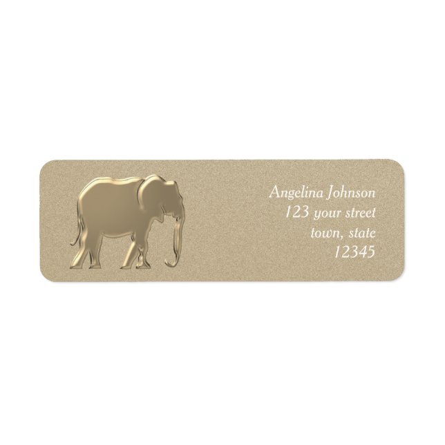 Étiquette Elephant Gold Foil , Elegant Return Adresse (Devant)