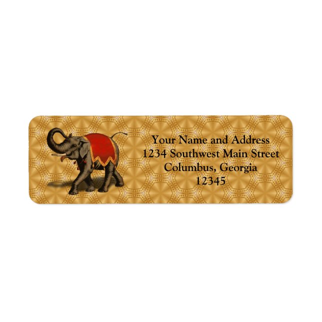 Étiquette Eléphant indien avec tissu rouge (Devant)