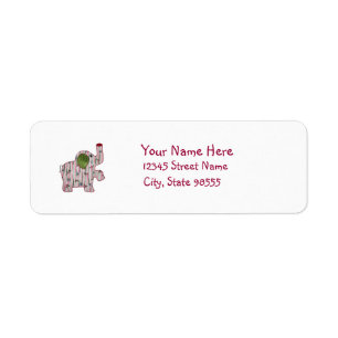Étiquette Eléphant rose De Style Campagnard Avec Nom