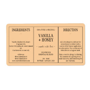 Étiquette Emballage de flacon de cosmétique à huile essentie