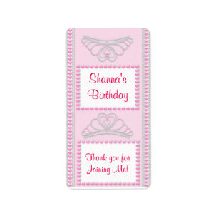 Étiquette Emballage rose de friandise de princesse Birthday