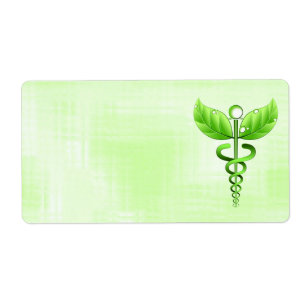 Étiquette Emblème Médicale de caducée de vert de médecine