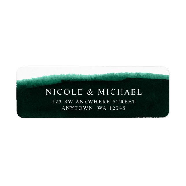 Étiquette Emerald Green Aquarelle Adresse de retour (Devant)