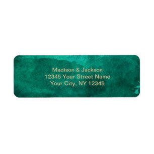 Étiquette Emerald Green Aquarelle & Gold Adresse de retour