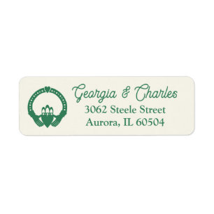 Étiquette Emerald Green Celtic Knot Claddagh Mariage