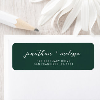 Étiquette Emerald Green Classic Calligraphie Adresse Mariage