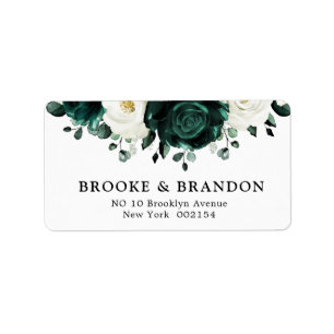 Étiquette Emerald Green Eucalyptus Blanc Floral Mariage