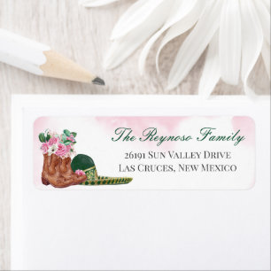 Étiquette Emerald Green Sombrero Rose Floral Cowgirl Retour