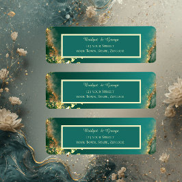 Étiquette émeraude or vert bijou mariage