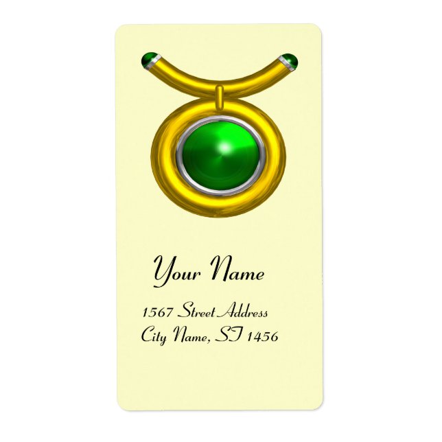 Étiquette Émeraude verte d'anniversaire TAURUS ZODIAC (Devant)
