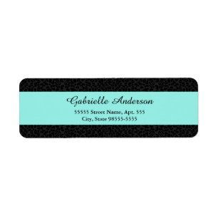 Étiquette Empreinte de léopard noir moderne Aqua Stripe avec